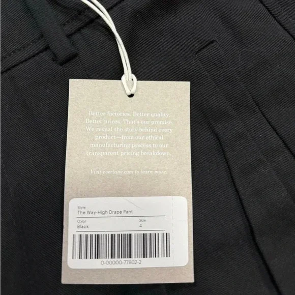 NWT Everlane Black Way High Drape Pant size 4 - Picture 7 of 9